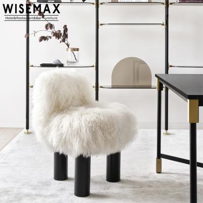 China Modern Leisure Home Furniture Study Chair And Fur Wool Lounge Chair And Dining Luxury Fur Chair for sale