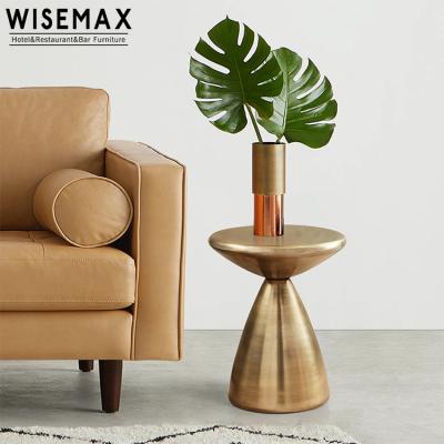 China WISEMAX Stainless Steel FURNITURE Wholesale Modern European Living Apartment Gold Metal Coffee Table Set Round Sofa End Table Small for sale