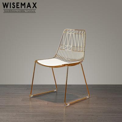 China Comfortable hot sale metal metal cafe chair black gold wire chair modern metal restaurant chair for sale