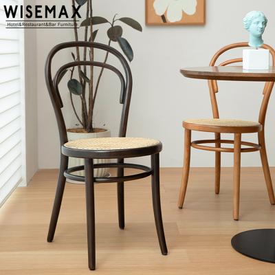 China Durable Modern Nordic Cafe Shop Wooden Rattan Dining Chair Indoor Cane Wicker Chair For Restaurant for sale