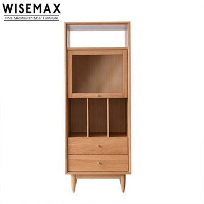 China Other Modern Solid Wood Japanese Style Bookcase Magazine Cabinet Shelf Living Room Locker High for sale