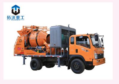 China Diesel Engine Concrete Mixer Pump Truck , Forced Mobile Concrete Mixer With Pump for sale