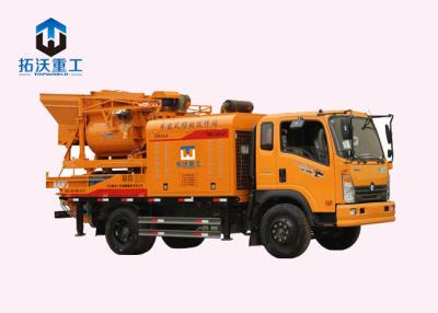 China Forced Concrete Mixer Pump Truck , Diesel Concrete Mixer Pump 13.58 Weight for sale