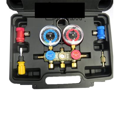 China R-1344FY Refrigerant Manifold Gauge Set Air Conditioning Tools with Hose and Hook for R12 R22 R404A R134A NEW MODEL - for sale