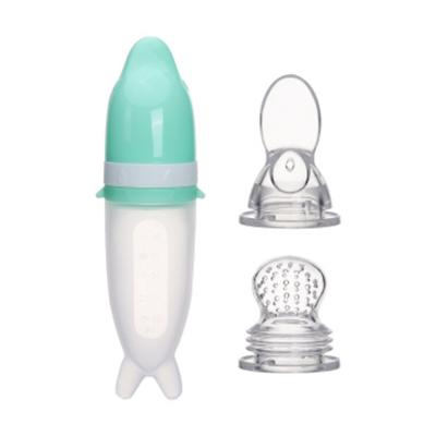 China New Design Food Grade Silicone Baby Bottle Feeder BPA Free With Spoon for sale