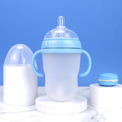 China Custom Logo Safety BPA Free Baby BPA Free Portable Child Milk Feeding Silicone Feeding Food Grade Baby Bottle for sale