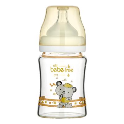 China Borosilicate Free High Quality Wide Baby Wide Neck 120ml Bpa Glass Baby Bottle for sale