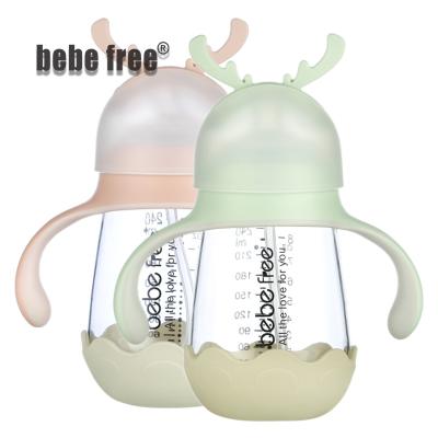 China Wholesale Wideneck Baby Feeding Bottles Glass Supplies BPA Free Feeding Glass Bottle With Handle for sale