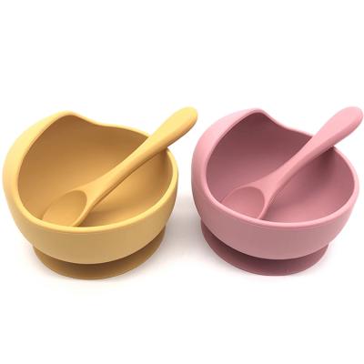 China 1Set BPA Free Wholesale Silicone Baby Bowl Feeding Tableware For Kids Waterproof Suction Bowl With Spoon for sale