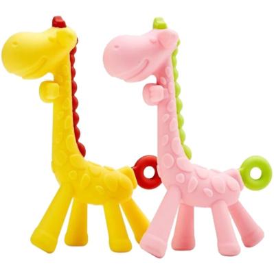 China Cheap Food Grade 100%food Grade Silicon Free Baby Animal Teether Price BPA Giraffe for sale