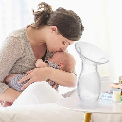 China BPA Free Custom White Soft Baby Logo 90ml Breast Collector Feeding Breast Collector Silicone Manual Breast Pump for sale