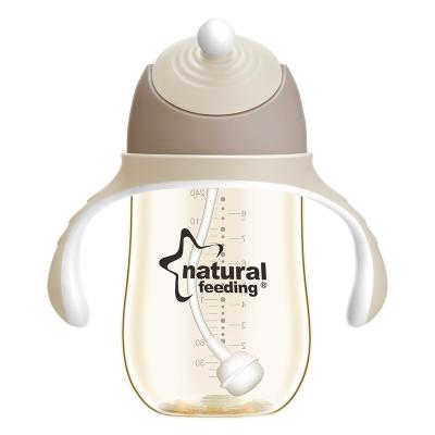 China High Quality Wide Neck 300ml PPSU BPA Free Baby Sippy Training Drinking Bottles With Straws for sale