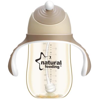 China Custom Logo BPA Free 240ml BPA Free PPSU Feeding Learning Drinking Water Sippy Cup Baby Straw Bottle for sale