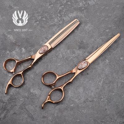 China Straight Scissors VG10 Steel Rose Gold Hair Scissors JOEWELL Scissors Shear Scissors for sale