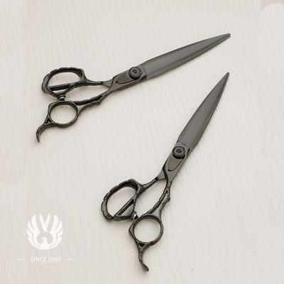 China Professional Scissors Barber Shears Hair Cutting Scissors Stylist Black Scissors 440c Hairdessing Straight Scissors for sale