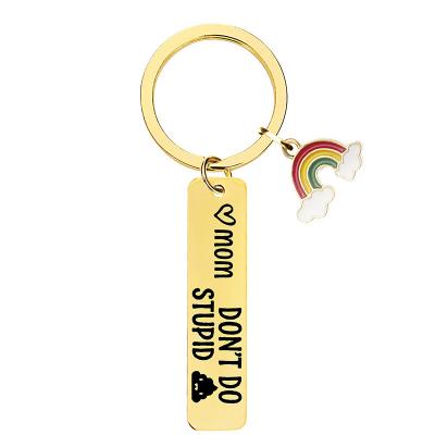 China 2022 Rainbow Metal Stainless Steel Gold Key Chain Key Chain Silver Black Chian Metal Accessories Gift Engraving Mother's Day for sale