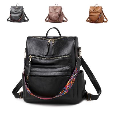 China HOT SELLING anti-theft large capacity woman backpack girls ladies bags fashion pu custom made black leather backpack with strap for sale