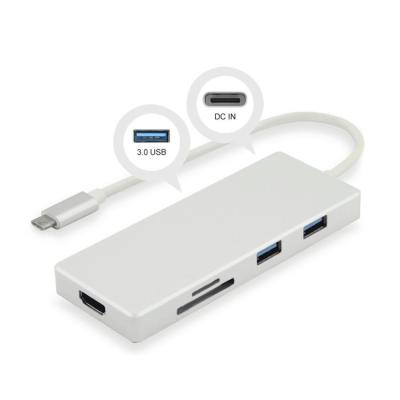 China Multi Function Type C Converter Aluminum Alloy With Sd Tf Smart Card Reader Port for sale