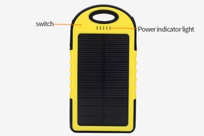 China Shockproof Waterproof Cell Phone Power Bank 5000Mah Solar PowerDual USB Port With LED Light for sale