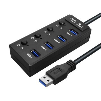 Κίνα 5Gbps φορητή ΠΛΉΜΝΗ 3,0 4 λιμένων USB οδηγός πλημνών λιμένων USB 4 με τους μεμονωμένους διακόπτες δύναμης και LEDs προς πώληση