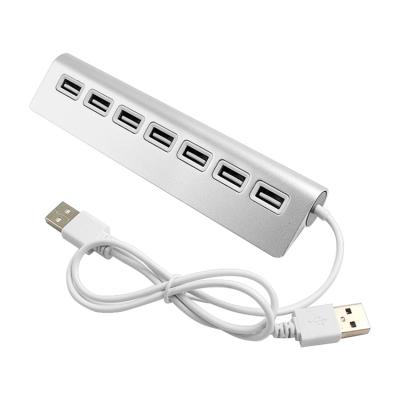 China Aluminum Frame 7 Ports Usb Hub Splitter , Mini Usb Extender Hub For Apple Mac PC Laptop for sale