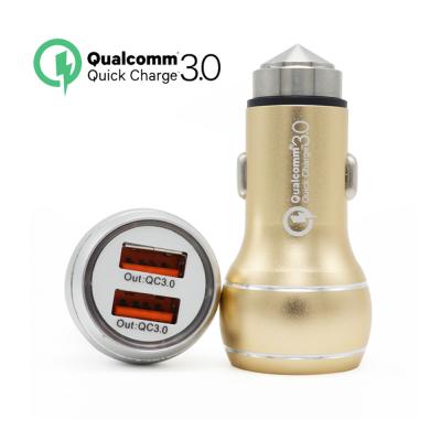 China Quick Charge 3.0 High Speed USB Car Charger Dual Port Aluminum Alloy Dual for sale