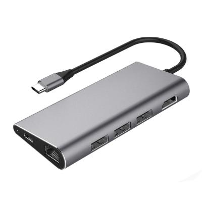 China De Hub van USB C, Sinstar 8 in 1 Adaptertype C Combo van de Aluminium Multihaven Hub voor de Hub van MacBook Prousb C Te koop