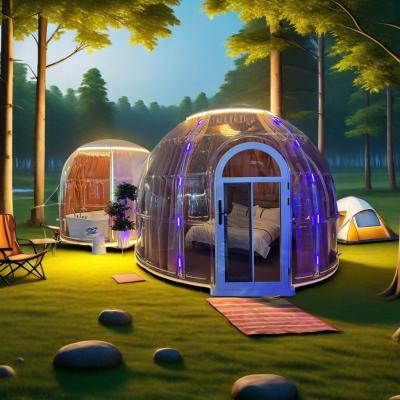 China New Design Polycarbonate Dome Tent Modular Prefab PC Double Bubble Dome House For Resort for sale