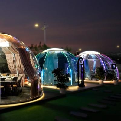 China Good Quality Outdoor Hotel Resort Pc Leisure Round Glamping Sunscreen Double Dome House Tent for sale