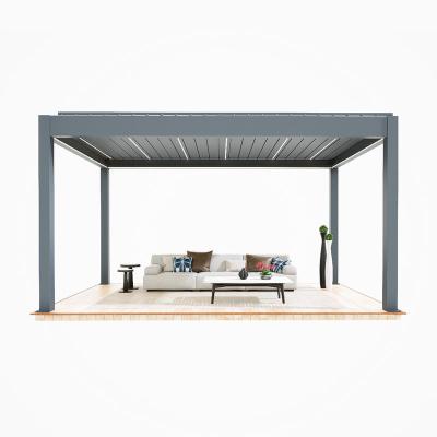 China Intelligent outdoor aluminum alloy electric louver gazebo courtyard garden courtyard Home pavilion Outdoor sun room for sale