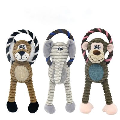 China New small animals pet toy dog ​​plush bite to exhale simulation monkey lion pet toy for sale