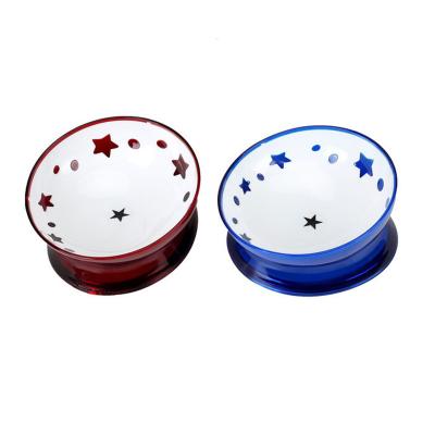 China Dogs Crystal Pet Bowl Neck Protector Cat and Dog Bowl Non-slip Oblique Mouth Pet Bowl for sale