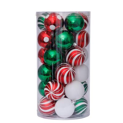 China Christmas Tree Ornaments Christmas Decorations 30pack Christmas Ball Set Green And Red Painted Christmas Tree Pendant for sale