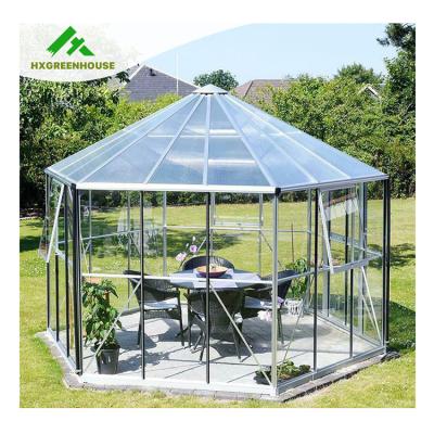 China Easily Assembled Stylish Home Use Aluminum Frame Hexagonal Greenhouse For Gardening And Entertaining for sale