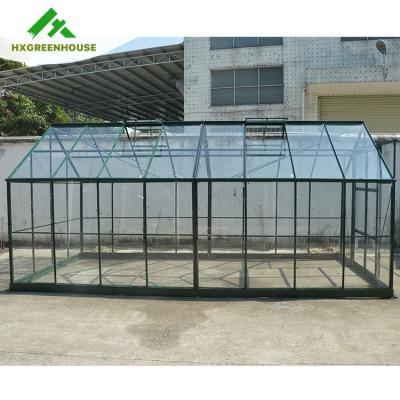 China Easily Assembled Prefab Insulated Green House Portable Modular Glass Gazebo Greenhouse Walk In Cheap Indoor Hobby Greenhouse Home for sale