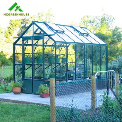 China Modern Early Glass Green and Gray Garden Glass Greenhouse from Europe for sale