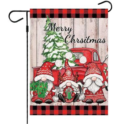 China Health Care Institute Merry Christmas Custom Garden Flag 12*18 Inches Double Sided Outdoor Burlap Yard Flag Red Truck Pattern Decoration Gifts for sale