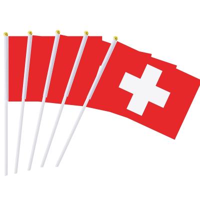 China World Cup 2022 Country Flag Stick Flag World Cup Flags String Switzerland Hand Flags Small Mini Hand Hold Flags for sale