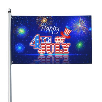 China Custom Standard Washable Flag 3x5 Ft Hanging Happy 4th Of July Polyester Banner With 2 Grommets For Outdoor Indoor Decoration for sale