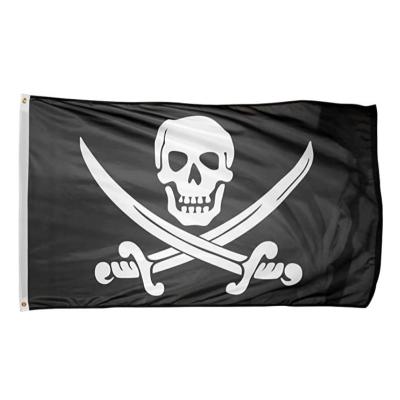 China Health Care Institute Jolly Roger Flags Any Size Pirate Custom Flags For Promotion Pirate Theme 3*5ft 100% Polyester Black Skeleton Crossbones for sale