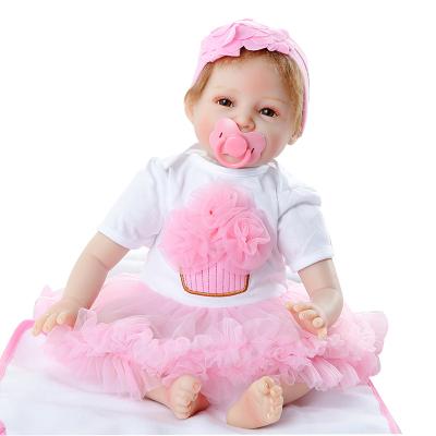 China DIY PLAY Cute 55cm Pink Soft Vinyl Silicone Dress Reborn Baby Doll Gift for sale