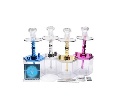 China Wholesale Eco-friendly Transparent Hookah Shisha Cube Hookah LED Acrylic Hookah Shisha Sheesha Chicha With Light for sale