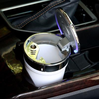 China High Capacity Multifunctional Flame Retardant Plastic Car Smoking LED Ash Ashtray With Cover for sale