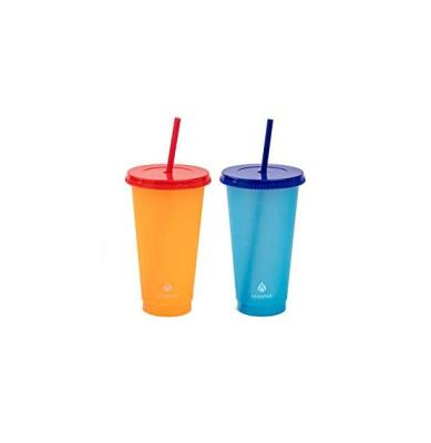 China Recyclable Hot Cups Bpa Free Reusable Plastic Color Changing Cold Cup Tumblers With Lids And Straws for sale