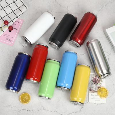 China Creative Design Disposable Water Bottle Wall Cola Shaped Double Soda Can Travel Tumbler With Straw And Lid for sale