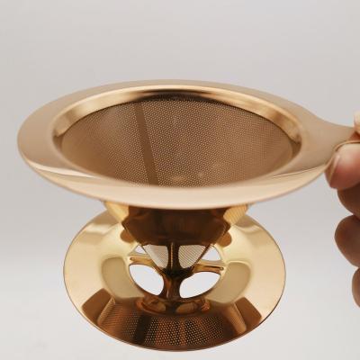 China Sustainable Coffee Filter Titanium Coated Stainless Steel Spill Over Coffee Dripper for sale