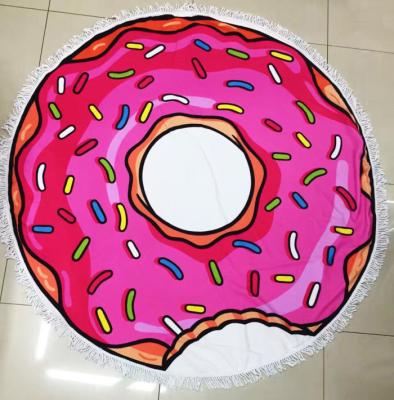 China Wholesale Compressed Fruit Lemon Watermelon Burger Pizza Donut Custom Printed Round Beach Towel for sale