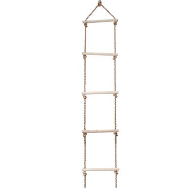 China Factory Price 120 KGS Customized User Friendly Design Wooden Climbing Rope Ladders With 5 Steps Outdoor Ladder Products for sale