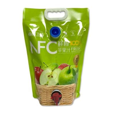 China Aseptic Custom 1L 2L 3L 5L Fresh Apple Juice Stand Up Pouch With Vitop BPA free Plastic Wine Coffee Edible Oil  Packaging Bags for sale