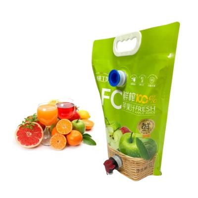 China Aseptic Custom Logo 3L 5L Aluminum Foil Stand Up Fruit Juice Pouches Apple Juice Bag In Box for sale